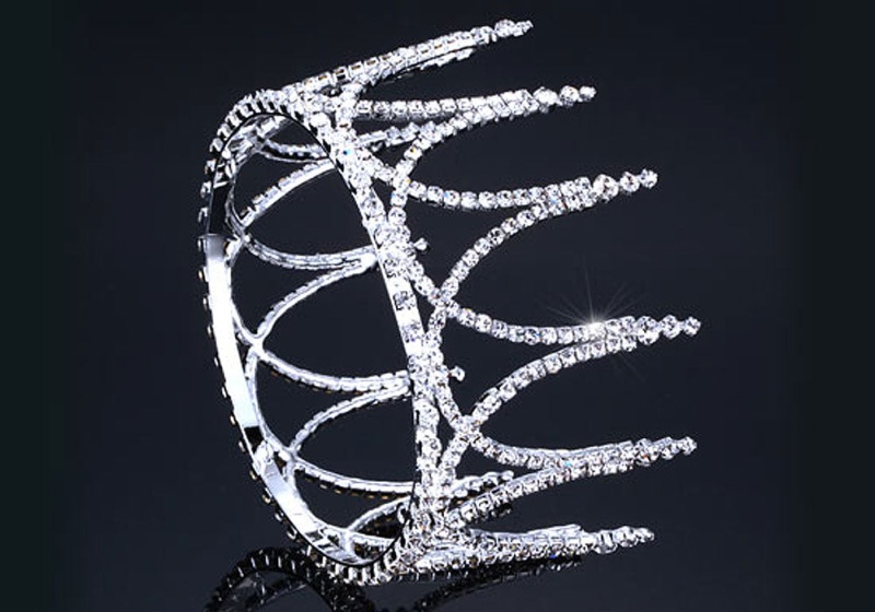 Bridal Pageant Crystal Medium Size Full Circle Round Tiara Crown