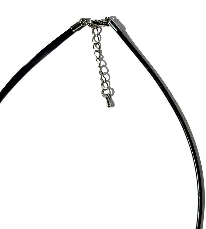 Black Rubber Cord Necklace 17.5 Inches Long Adjustable