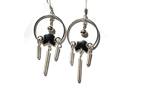 Sterling Silver Hoop With Dangle Resistor Earrings