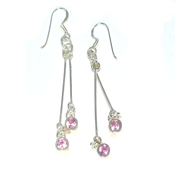 Sterling Silver Round Cz Cubic Zirconium Pin Dangles Earrings