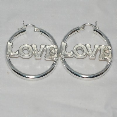 Sterling Silver Love Hoop Dangles Earring
