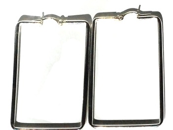 Sterling Silver Rectangular Hoop Earring Pair