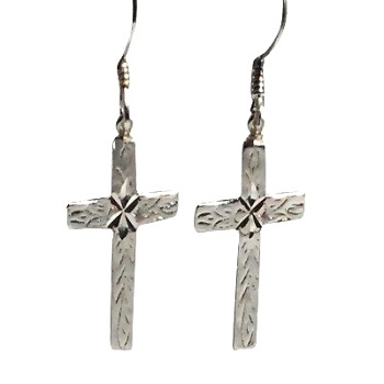 Sterling Silver Dangle Cross Earrings