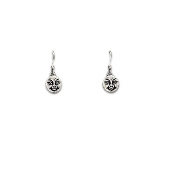 Sterling Silver Round Smiling Face Dangle Earring