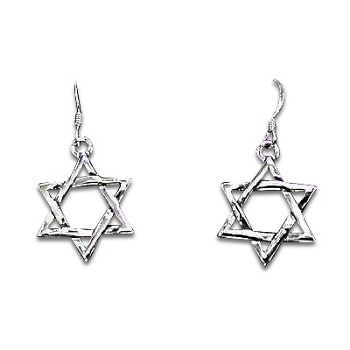 Sterling Silver 6 Point Star Of David Dangle Earrings