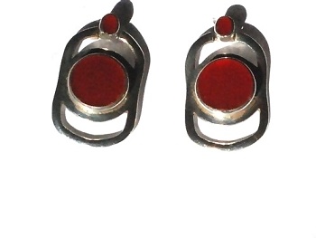 Sterling Silver Genuine Inlaid Stone Drop Earrings