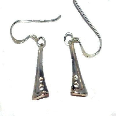 Sterling Silver Art Deco Trumpet Drop Dangle Earrings