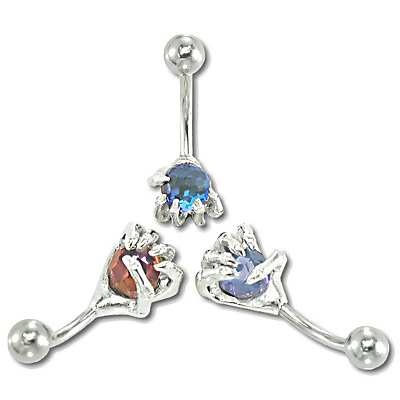 Banana Swarski Crystal Claw 14/G/12Mm-Lg/5Mm-Bl Body Piercing