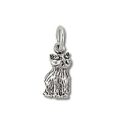 Sterling Silver Sitting Cat Charm Pendant