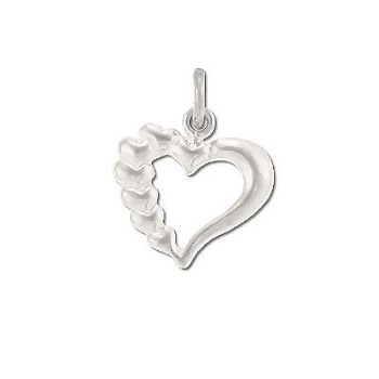 Sterling Silver Open Heart With Tiered Hearts Pendant