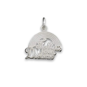 Sterling Silver Follow Your Dreams Rainbow Word Charm