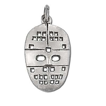 Sterling Silver Oxidized Hockey Mask Pendant