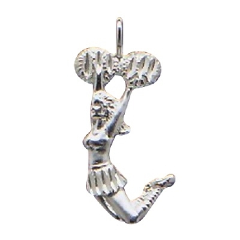 Sterling Silver Diamond Cut Jumping Cheerleader Charm Pendant