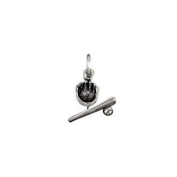 Sterling Silver Baseball Mitt Bat And Ball Pendant Charm