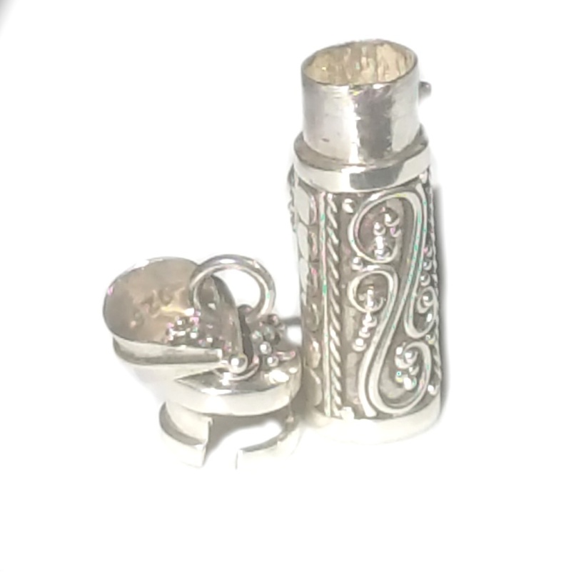 Sterling Silver Cylinder Prayer Box Pendant With Blue Lapis