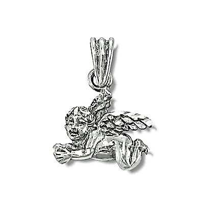 Sterling Silver Flying Angel With Gift Charm Pendant