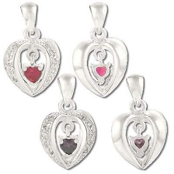 Sterling Silver Heart Cage With Cz Heart Dangle Pendant