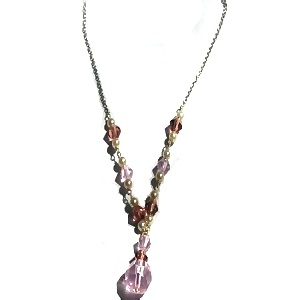 Sterling Silver Austrian Crystal And Pearl Chain Necklace