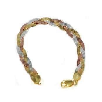 Sterling Silver Vermeil 8 Inch Tri-Color 8Mm Bracelets