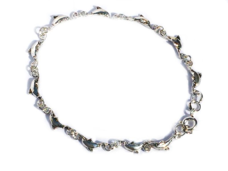 Sterling Silver Arched Dolphin Side View 7.5 Inch Bracelet