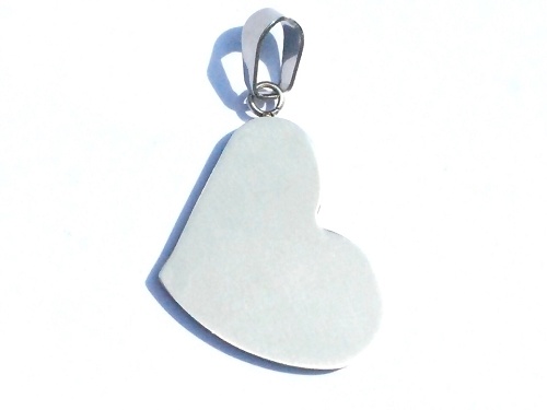 Stainless Steel Matted Engravable Heart Pendant With Bail