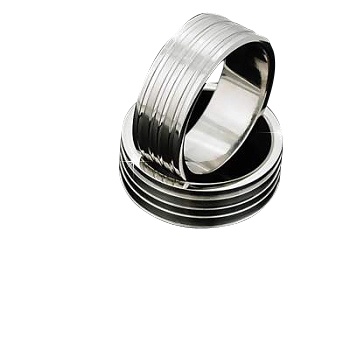 Men's 316L Stainless Steel 4 Ribbed Linear Ring