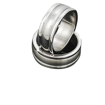 Men's 316L Stainless Steel Ribbed Round Edge Ring