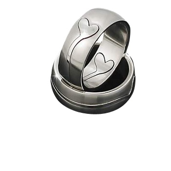 316L Stainless Steel Cut Out Join Hearts Band Ring 7.5Mm Wide
