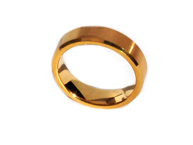 Tungsten Carbide 6 Mm 24K Gold Plated Matte Band Ring