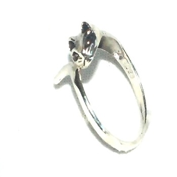 Sterling Silver 925 Cat Head And Tail Ring