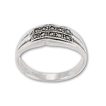 Sterling Silver 10 Marcasite Genuine Stone Band Ring
