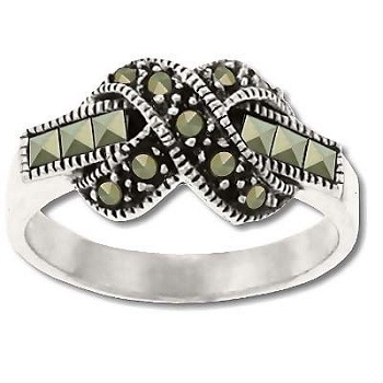 Sterling Silver Genuine 14 Marcasite Thru Infinity Ring