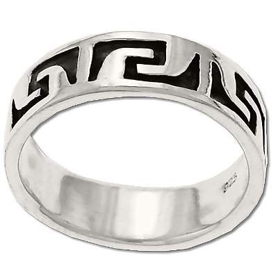 Sterling Silver Etched Tribal Rings Band
