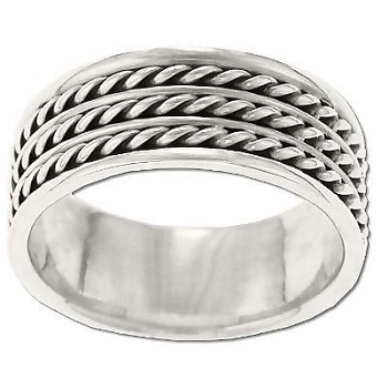 Sterling Silver Stacked Rope Band Ring