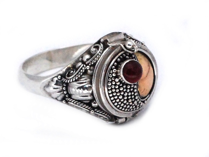 Sterling Silver Poison Ring With Carnelian And 18K Gold Accents