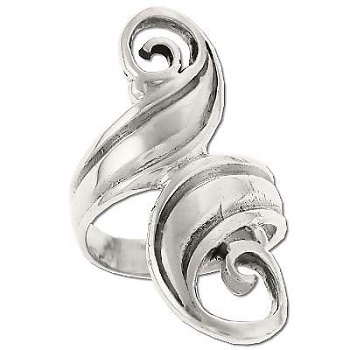 Sterling Silver Large Curly Double Wave Ring