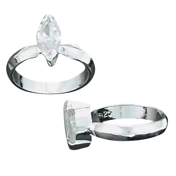 Sterling Silver Marquise-Cut Cz Cubic Zirconia Solitaire Ring