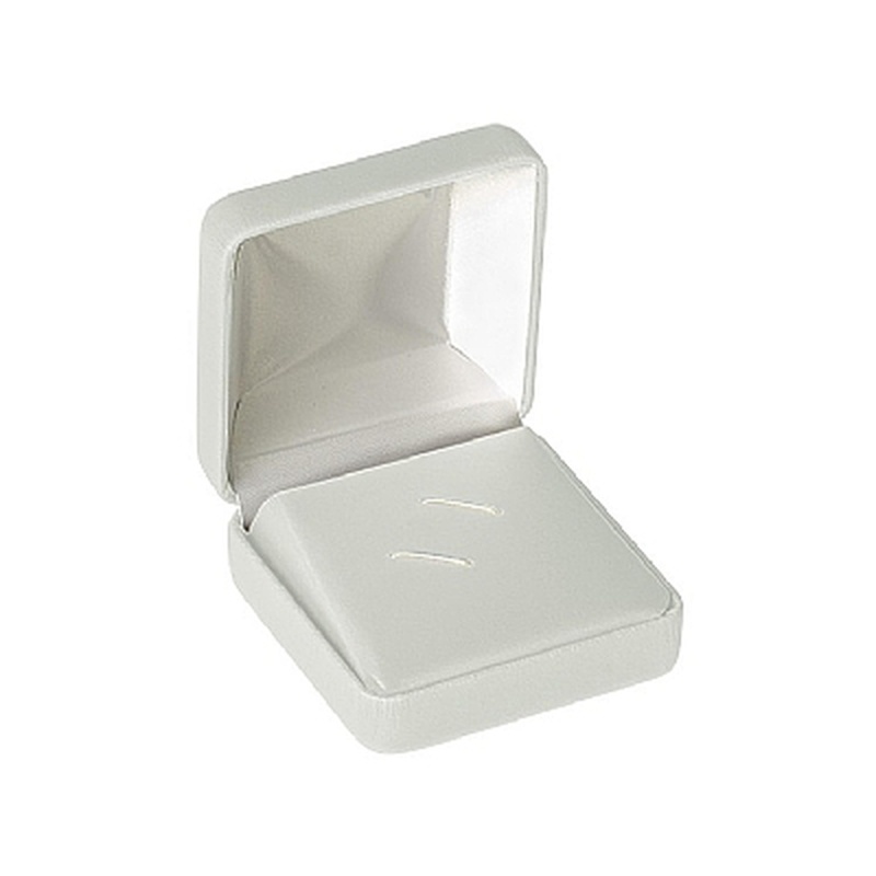 Leatherette Tie Clip Box With Matching Leather-Feel Inserts - White / Tie Clip Box