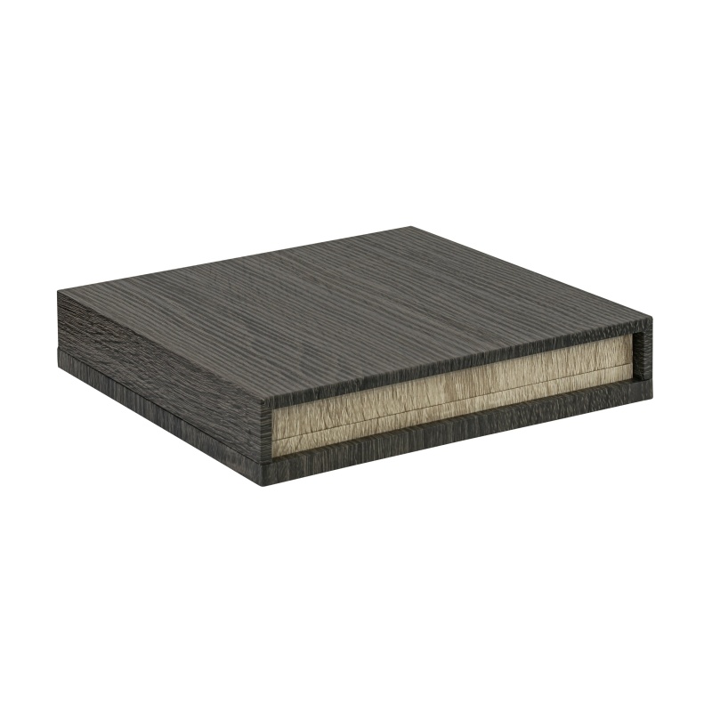 Textured Wood-Grain Pearl Box With Rich Suede Interior - Grey