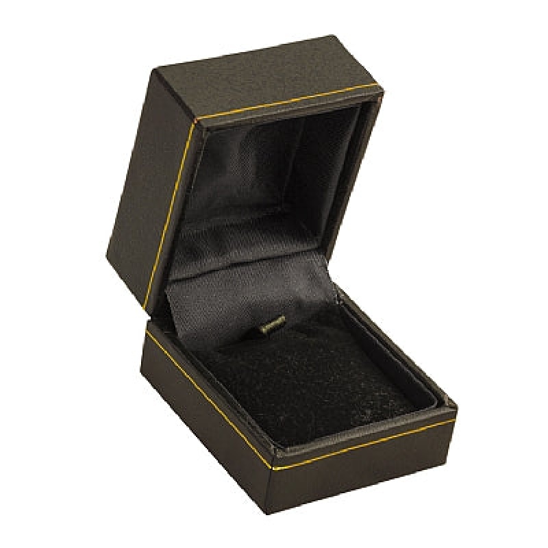 Paper Covered Pendant Box With Gold Accent - Black