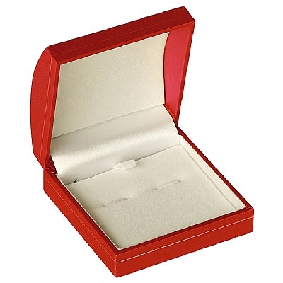 Paper Covered Cufflink Box With Gold Accent And White Interior - Red