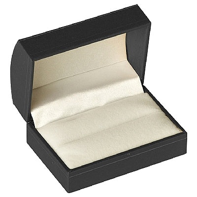 Paper Covered Double Ring Box With Gold Accent And White Interior