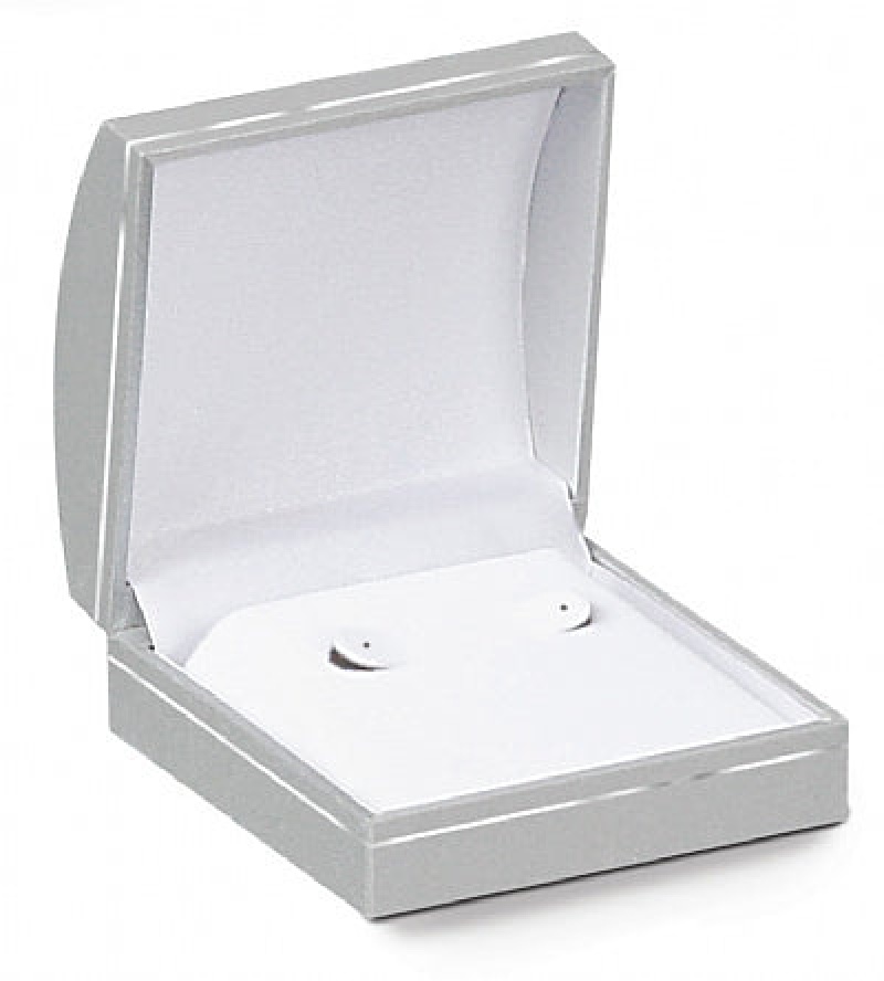Paper Covered Hoop Earring Box With Gold Accent And White Interior