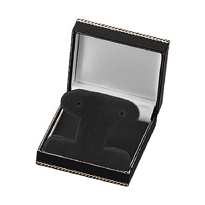 Leatherette French Clip Earring Box With Matching Insert And White Window