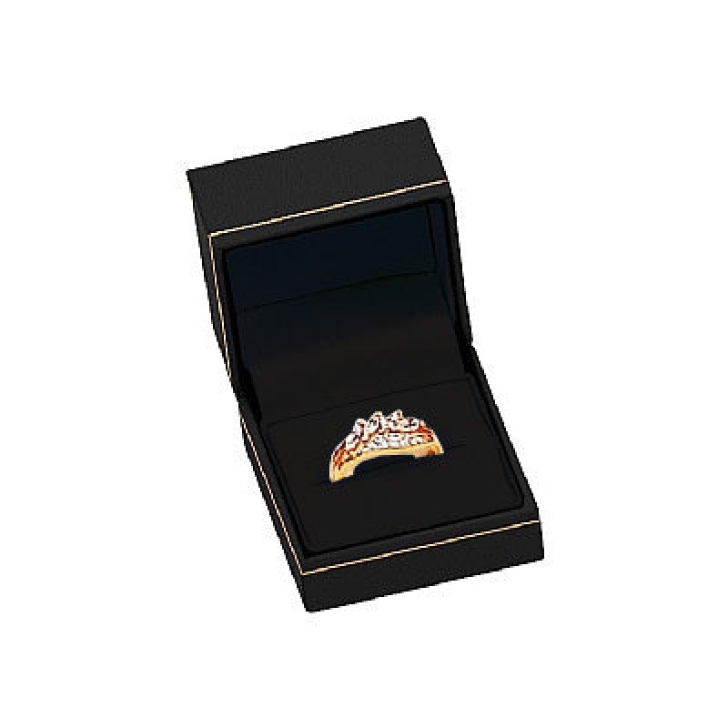 Paper Covered Single Ring Box With Gold Accent