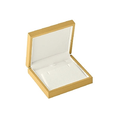 Genuine Wood Pendant Or Earring Box With White Leatherette Interior - Gold / Pendant Or Earring Box