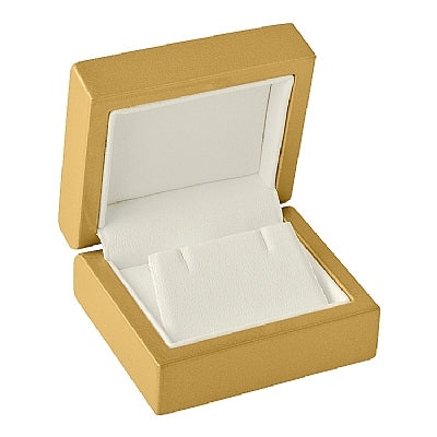 Genuine Wood Single Earring Box With White Leatherette Interior