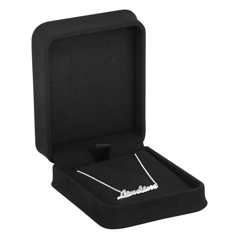 Suede Large Pendant Box With Matching Suede Interior