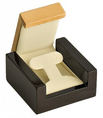 Wooden French Clip Earring Jewelry Box - Natural/Brown