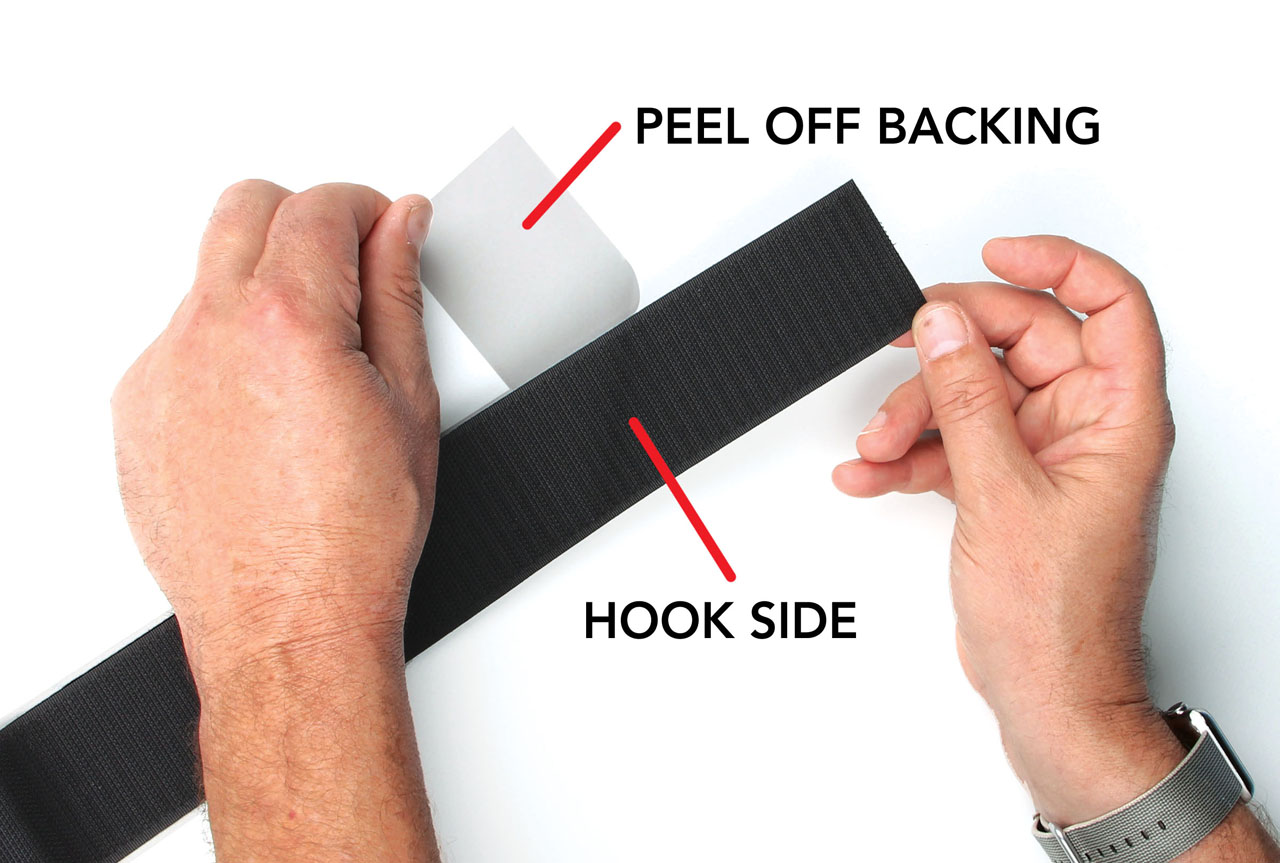 2" Wide Peel and Stick Black Hook Fastener